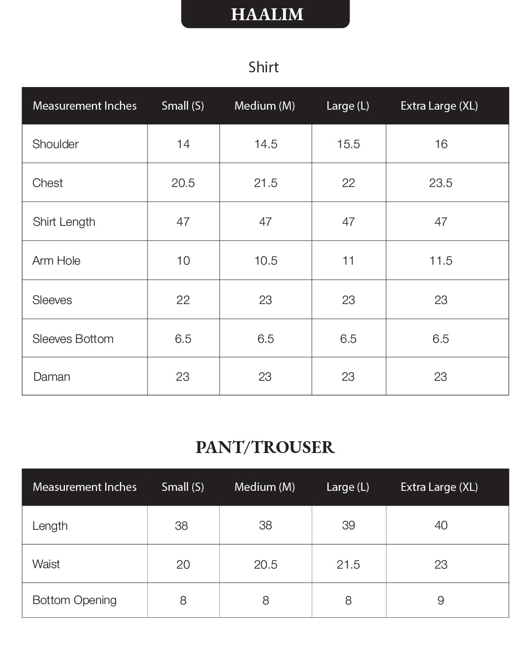 Size Chart
