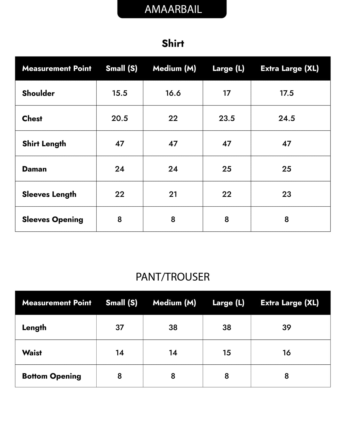 Size Chart